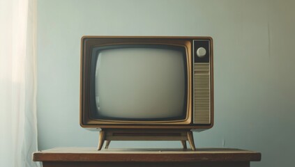 Vintage Television on Wooden Table