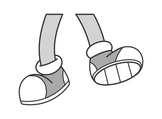 Dancing comic retro feet doodle