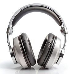 Stylish Silver Headphones Against a White Background