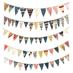 Fototapeta premium Colorful Bunting Flags Collection Hanging Garland Graphic