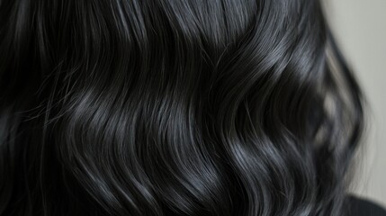 Fototapeta premium Elegant Black Wavy Hair: A Close-Up View of Luxurious Locks