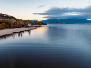 Liptov region with Tatras mountains around. Liptovska mara dam landscape, slovakia.
