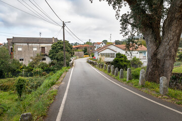 a paved road entering Argela village, Municipality of Caminha, district of Viana do Castelo, Alto Minho, Portugal