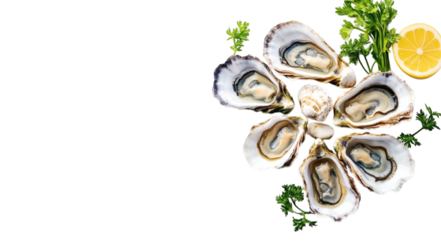 Oysters isolated on white background