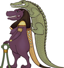 Taweret.Egyptian ancient symbol. Isolated figure of ancient egypt deities.Religion icon.Culture.Design element.