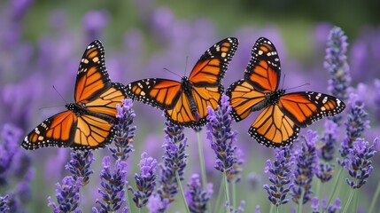Fototapeta premium Monarchs in Lavender Field
