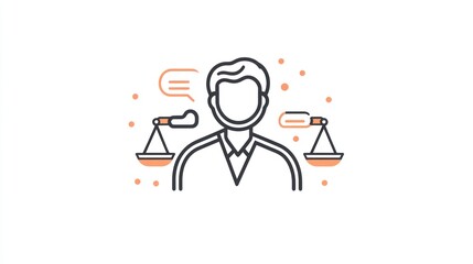 Justice figure with balanced scales; illustration for legal concept