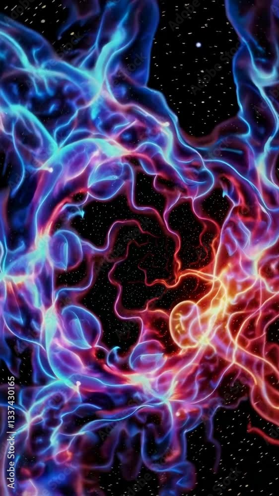 Wall mural vivid cosmic energy swirls in dynamic colorful nebula animation