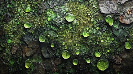 Richly textured moss carpeting a stone surface