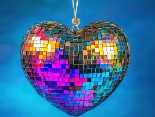 Heart shaped disco ball with colorful lights	