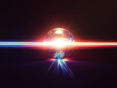 Abstract glowing sphere with radiant reflections - Powered by Adobe