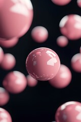 Floating pink spheres on dark background	