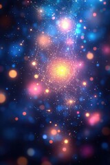 Obraz premium Colorful abstract representation of cosmic space with vibrant glowing orbs and light effects