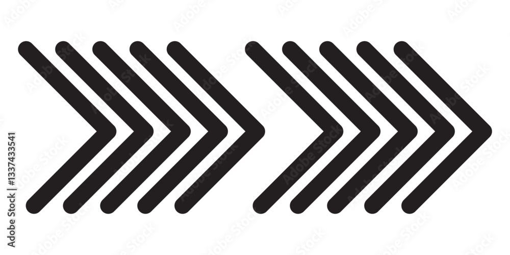 Poster a chevron arrow. dynamic moving arrow symbol. arrow moving dynamic sign. road lines arrow zigzag che