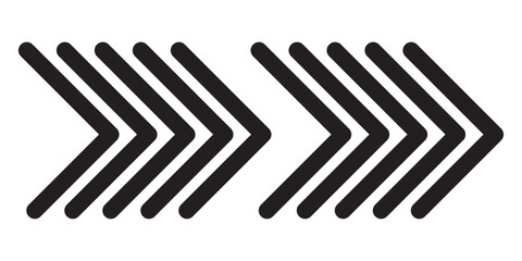 A chevron arrow. Dynamic moving arrow symbol. Arrow moving dynamic sign. Road lines arrow zigzag chevron speeds flat style. EPS 10.