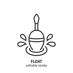 Float line icon. Fishing equipment symbol. Editable stroke. Vector illustration.