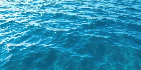 Obraz premium Calming blue ocean ripples, textured surface, sunlit water, gentle, teal