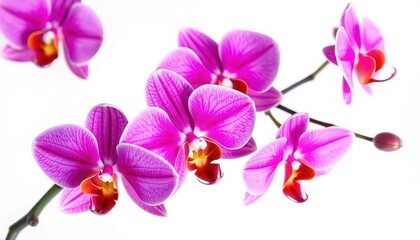Obraz premium Delicate pink orchid blossoms isolated on white, elegance, flower