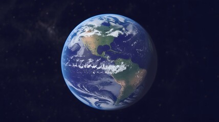 View of Earth from space showing North and South America on a clear day with visible clouds and oceans
