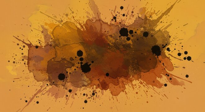 Abstract Watercolor Painting Splatter with Warm Tones and Artistic Texture
