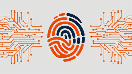 Fingerprint Icon with Circuitry Patterns