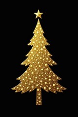 Obraz premium Abstract gold Christmas tree silhouette, black background, symbol, xmas