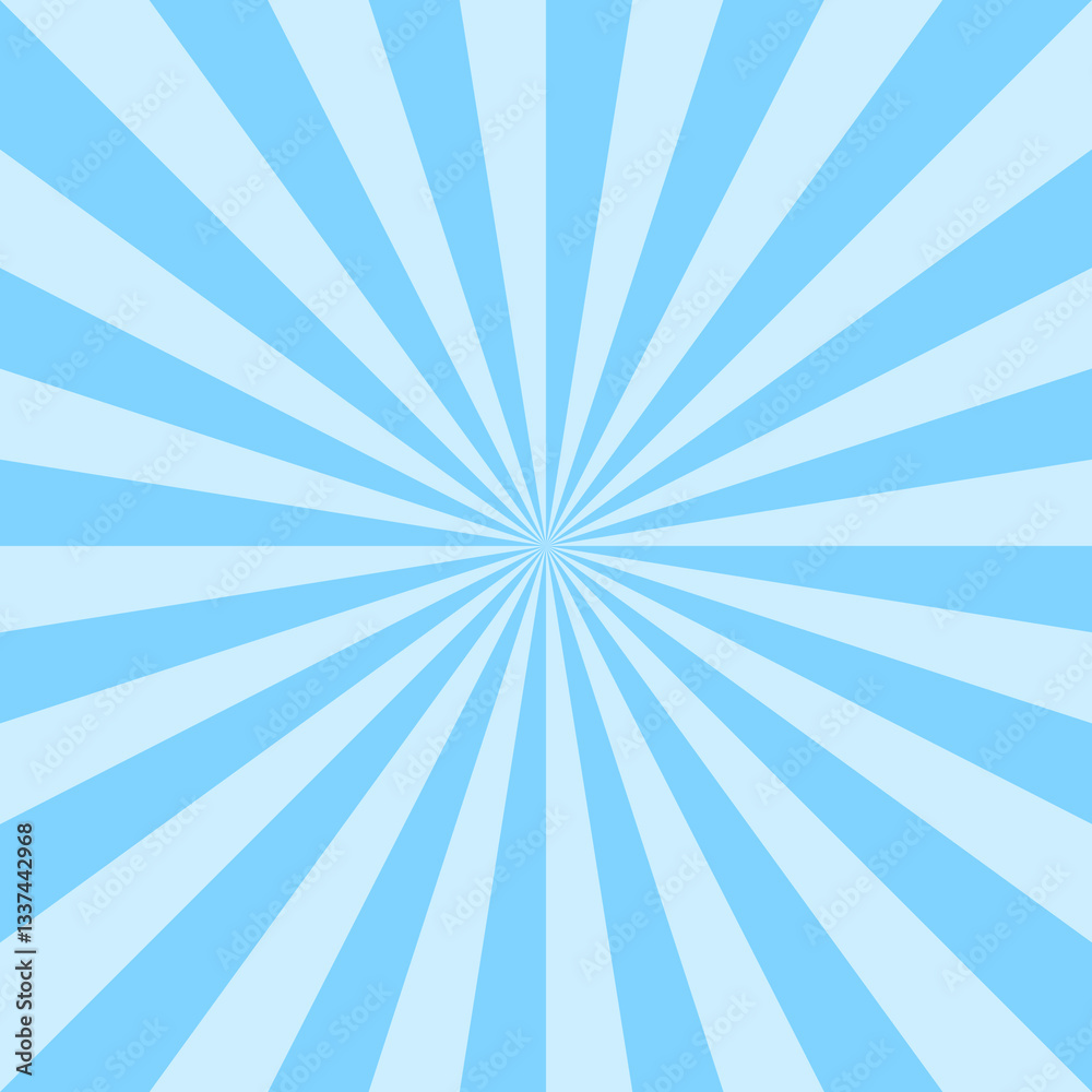 Poster blue striped abstract background. radial sunburst lines vector illustration. retro geometric pattern