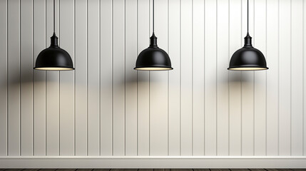 Obraz premium Suspended black lamps against a white wall