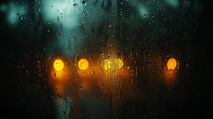 Raindrops on glass with bokeh effect high resolution photo