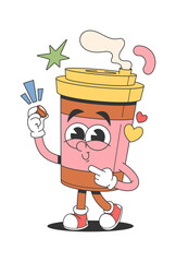 Funny disposable coffee cup character