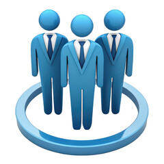 3D Blue Business Team Collaboration Icon Teamwork, Partnership, Unity