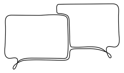 Speech bubbles continuous line art drawing. Chat symbol. Communication concept. Vector illustration isolated on white.