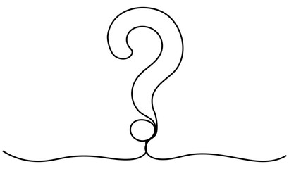 Question mark continuous one line drawing. Query mark symbol. Ask sign. Vector illustration isolated on white.