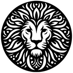 Ethnic lion face silhouette vector design
