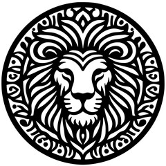 Ethnic lion face silhouette vector design