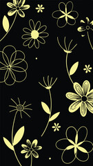 Fototapeta premium Floral abstract seamless patterns. Vector design for different surfases.