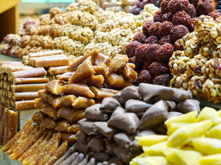 Assorted sweets and snacks display