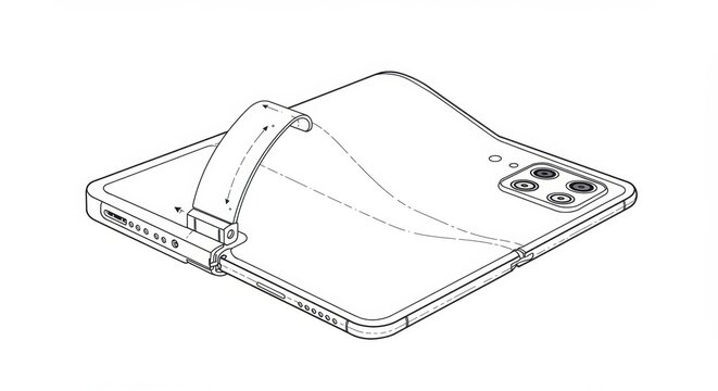 smartphone with strap, black and white, isometric view clip art preview