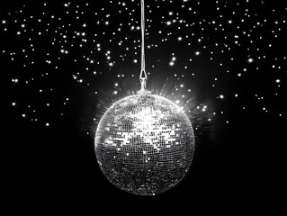Disco ball sparkling on black background