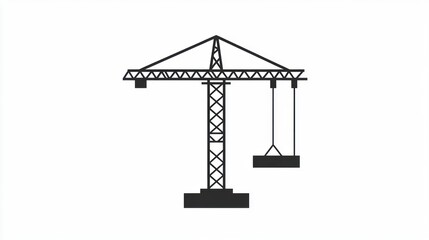 Simple Crane Silhouette, Construction Equipment, Industrial Machinery, Vector Image, Ready for Use