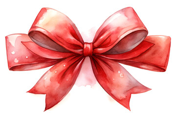 Fototapeta premium Watercolor Red Ribbon Bow Illustration