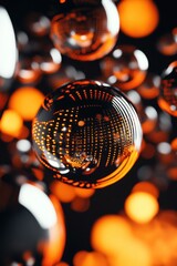Orange glowing spheres abstract background