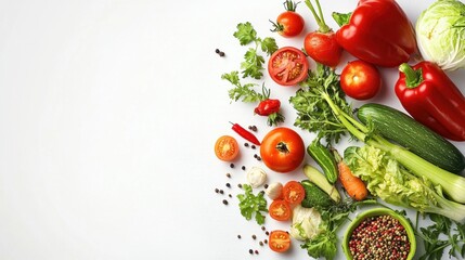 Fresh vegetables on white background