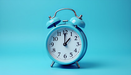 a blue alarm clock on a blue background