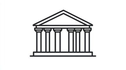 Fototapeta premium Simple Line Drawing of Ancient Greek Temple