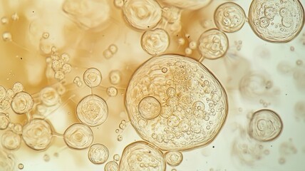 Microscopic slow-motion of tiny bubbles forming and dissolving in a liquid droplet, with soft light revealing intricate patterns.

