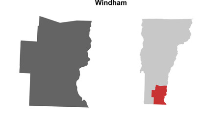 Windham County (Vermont) blank outline map set