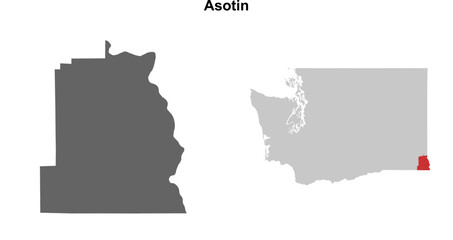 Asotin County (Washington) blank outline map set