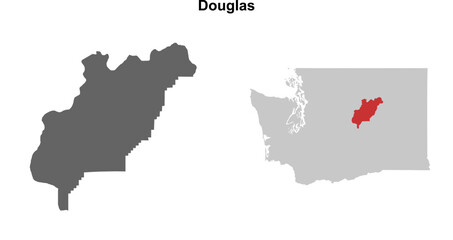 Douglas County (Washington) blank outline map set