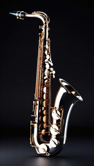 Obraz premium Elevate your auditory senses with the warm tones of a vintage wind instrument, the music is about to be amplified with this.